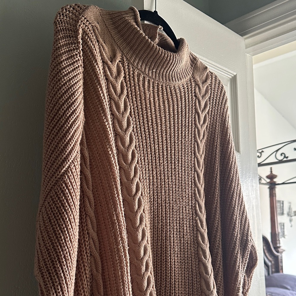 Planet Gold Cowl Neck Sweater - Brown